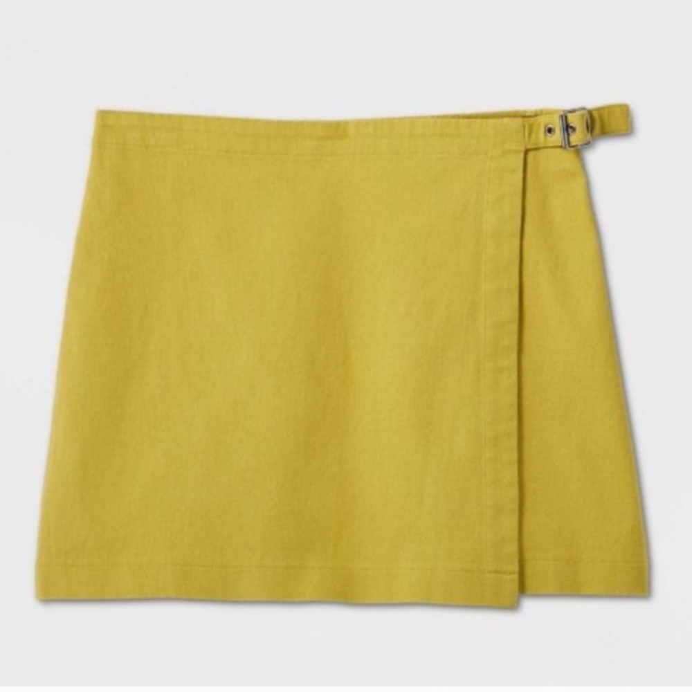 Belted Wrap Mini Skirt Green